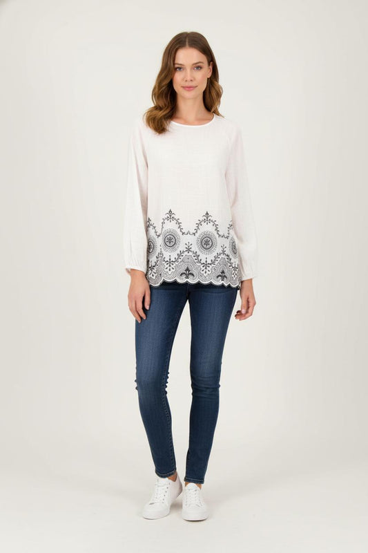 Blouse Blanche et Noire - Taille M/38