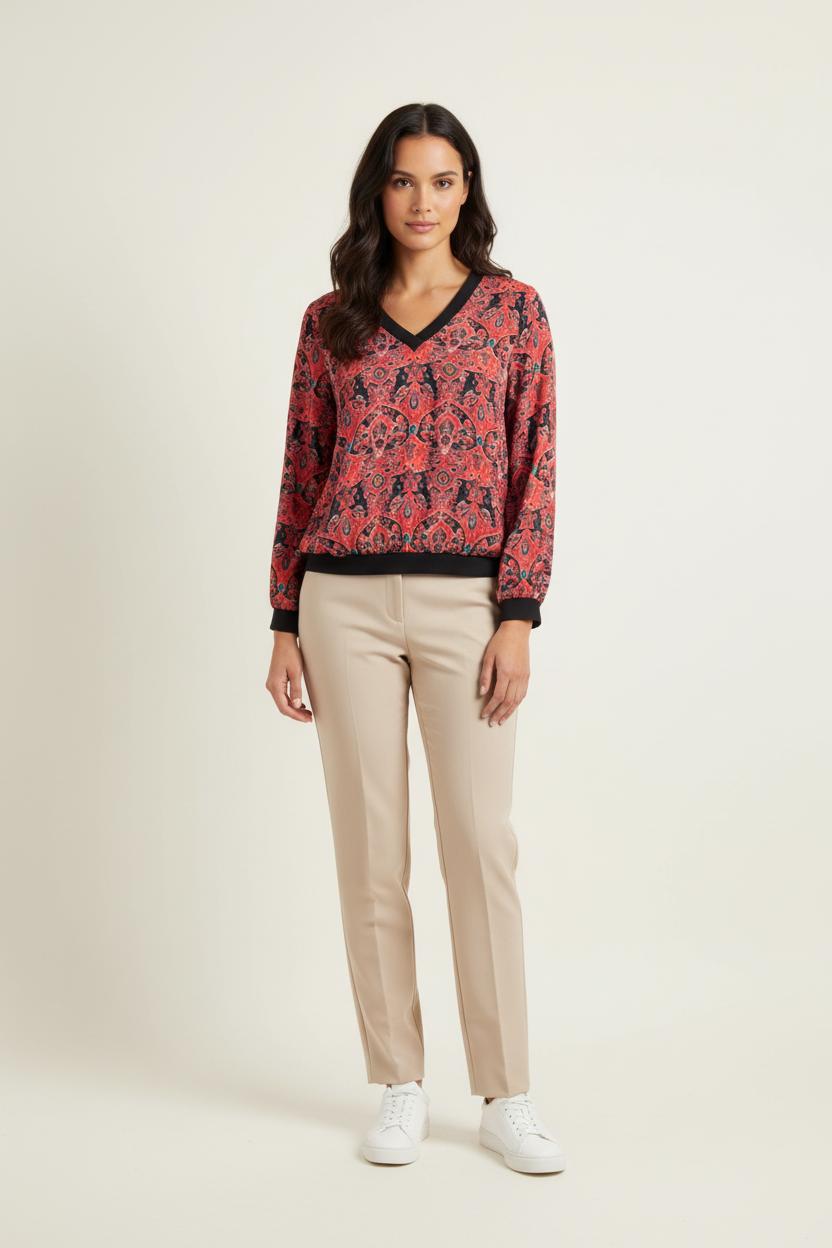 Blouse Rouge et Noire - Taille L/40