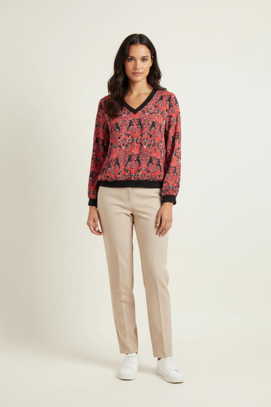 Blouse Rouge et Noire - Taille L/40