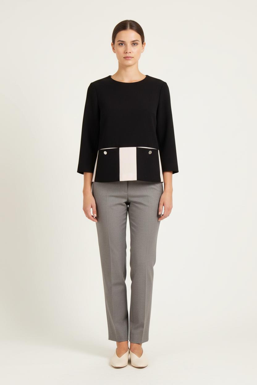 Blouse Noire et Blanche - Taille L/40