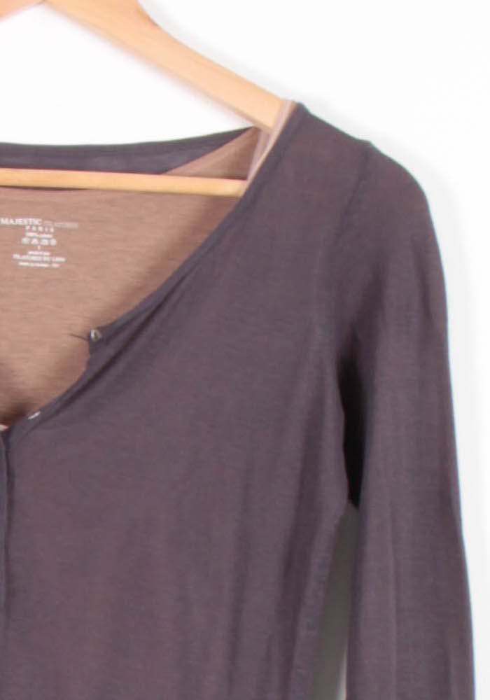 Tunique Manche Longue Mauve et Beige - Taille S/36