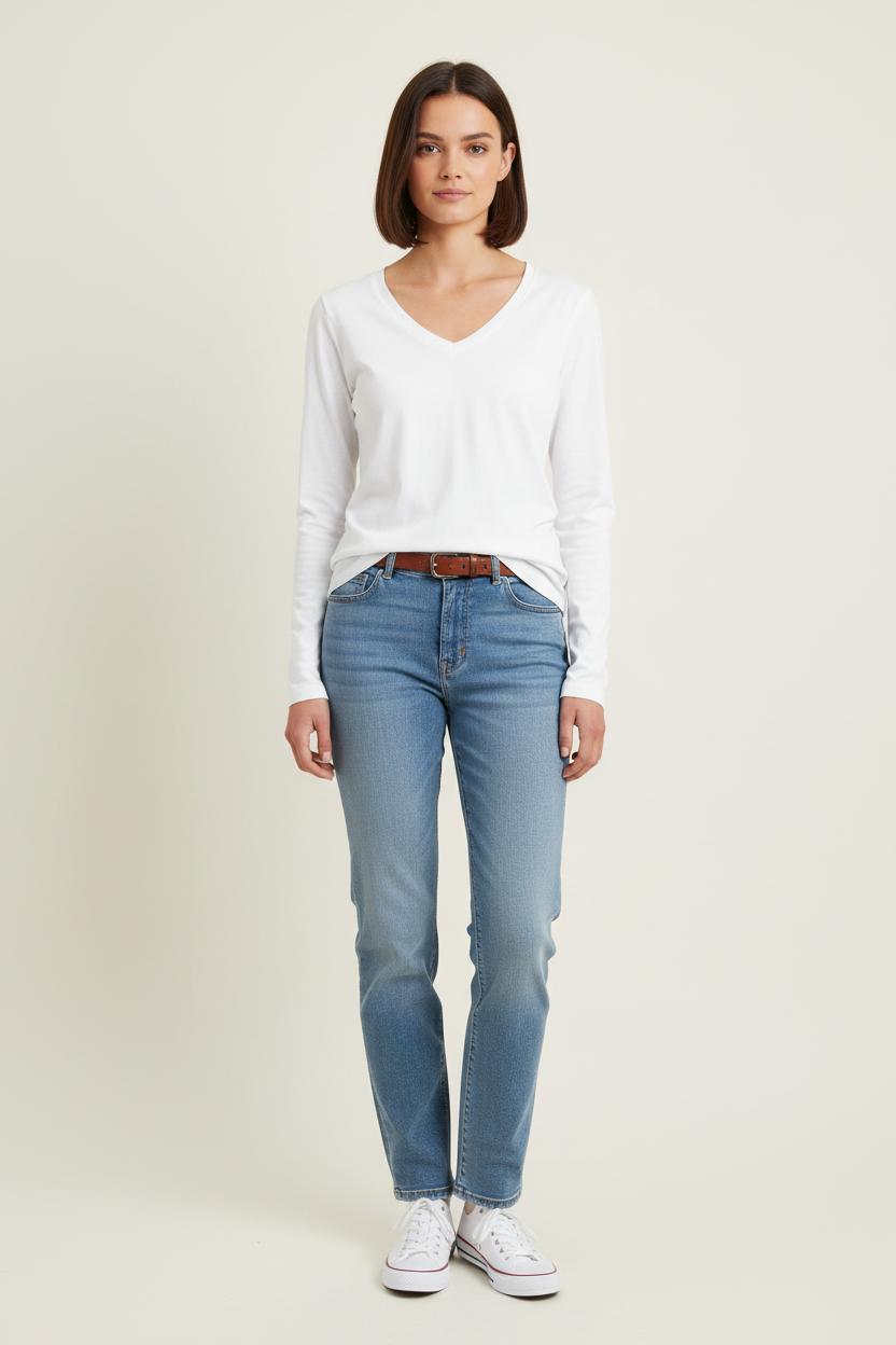 Tee-shirt Manches Longues Blanc - Taille XS/34