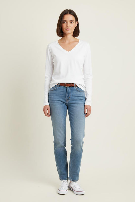 Tee-shirt Manches Longues Blanc - Taille XS/34