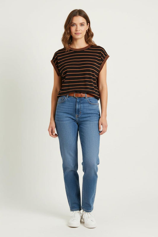 T-shirt Noir et Orange - Taille M/38