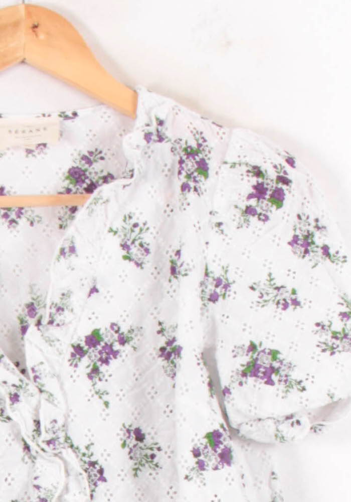 Blouse Blanche et Violette - Taille S/36