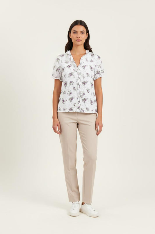 Blouse Blanche et Violette - Taille S/36