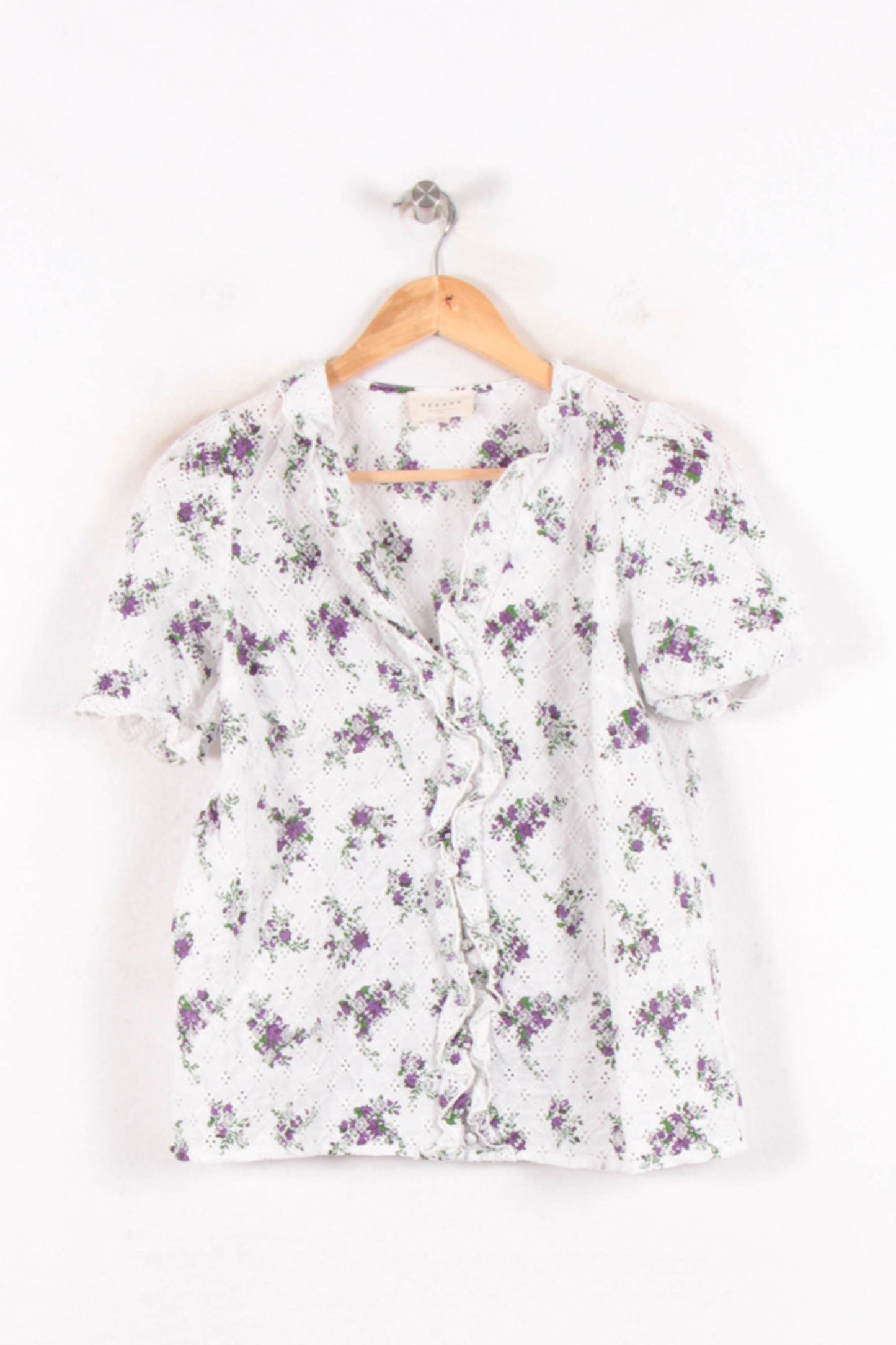 Blouse Blanche et Violette - Taille S/36