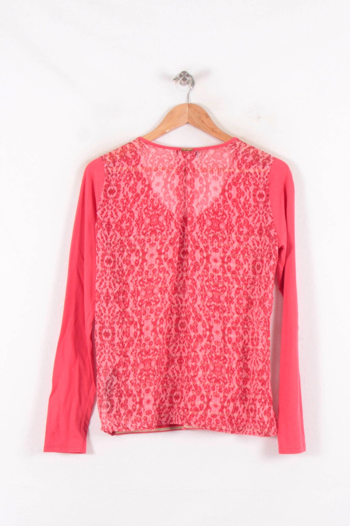 T-shirt Manches Longues Rouge et Beige - Taille S/36