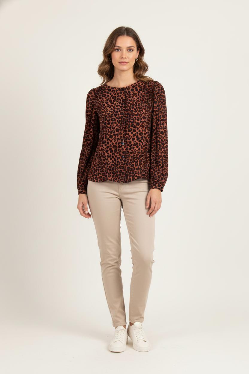 Blouse Léopard Marron et Noir - Taille M/38
