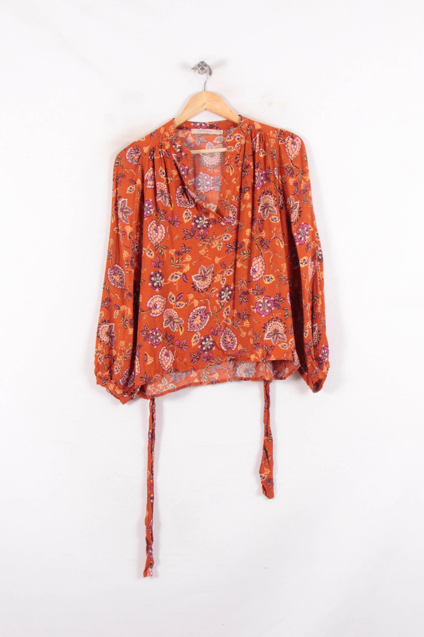 Blouse Fleurie Orange - Taille S/36