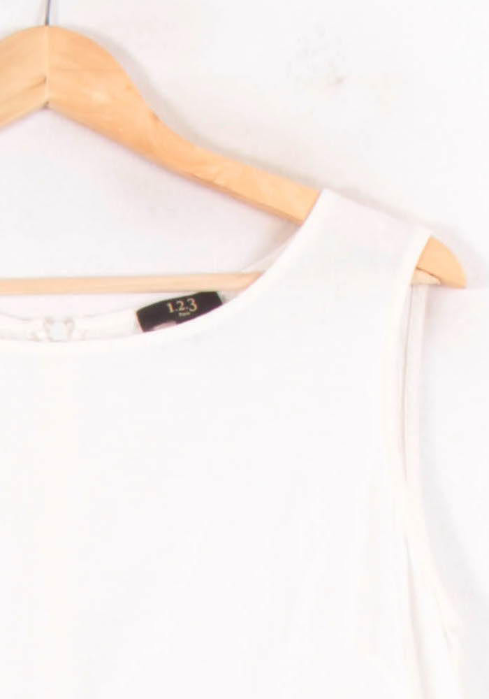 Robe Sans Manches Blanc Beige et Jaune - Taille M/38