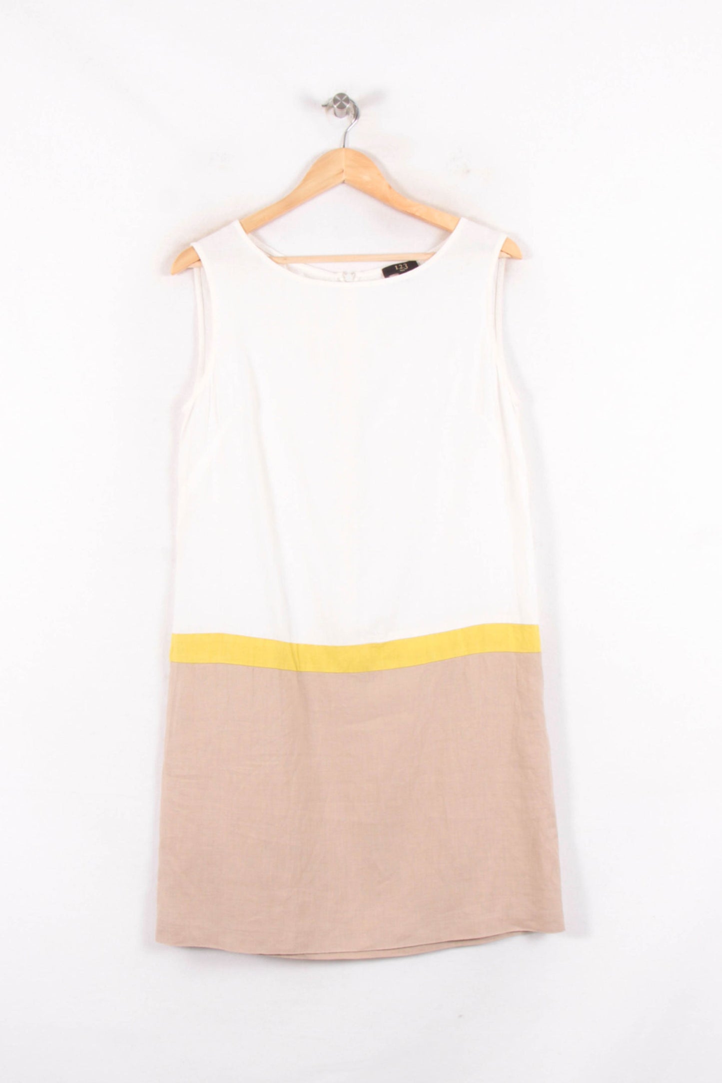 Robe Sans Manches Blanc Beige et Jaune - Taille M/38