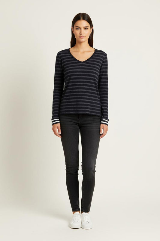 Tee-shirt Manches Longues Noir et Gris - Taille S/36