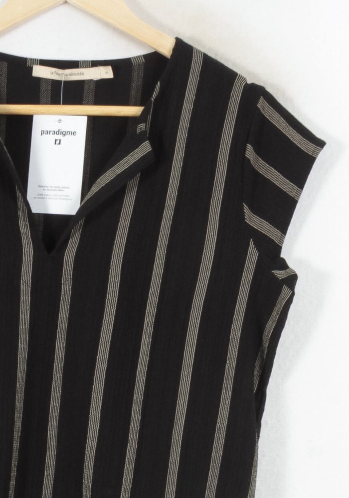 Blouse Noire et Beige - Taille S/36