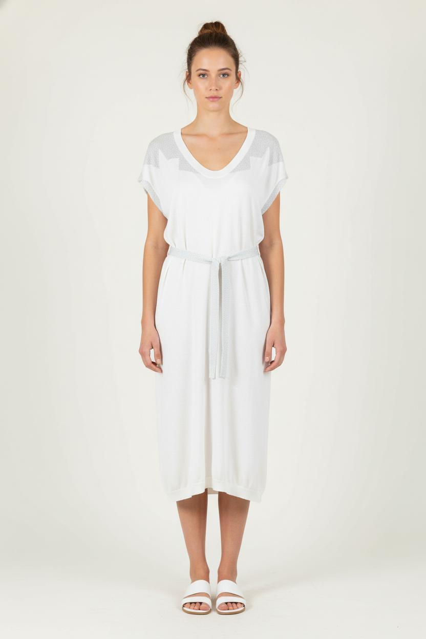 Robe Midi Blanche et Argentée - Taille M/38