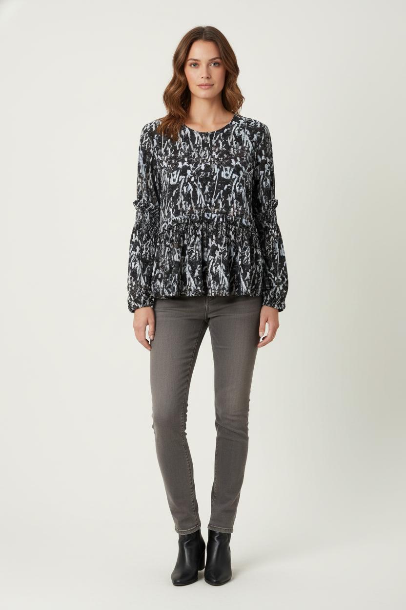 Blouse Noire et Blanche - Taille L/40