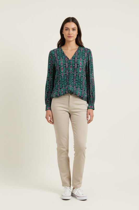 Blouse Verte et Rose - Taille M/38