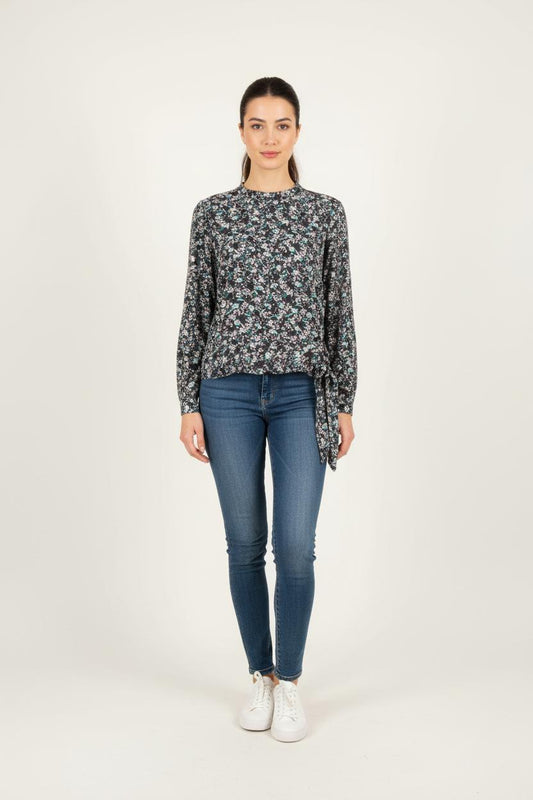Blouse Fleurie Bleu et Blanc - Taille M/38