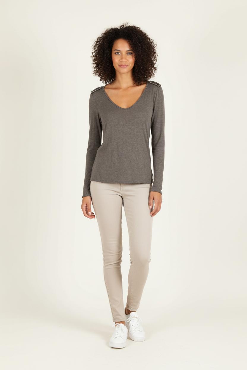 T-shirt Manches Longues Gris - Taille S/36