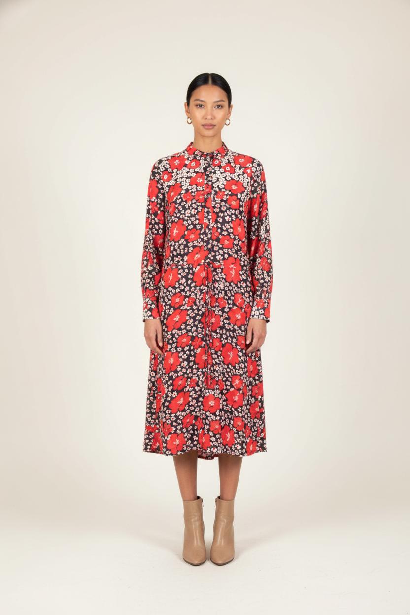 Robe Fleurie Rouge et Noir - Taille S/36