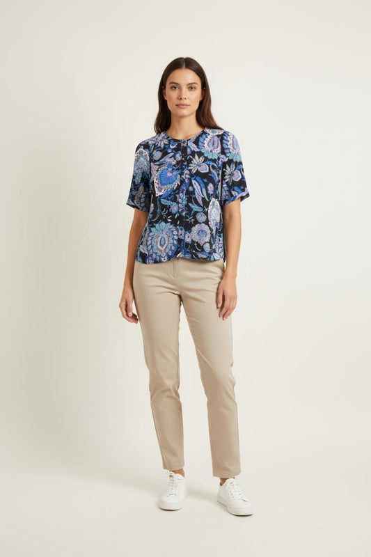 Blouse Bleue et Noire - Taille L/40