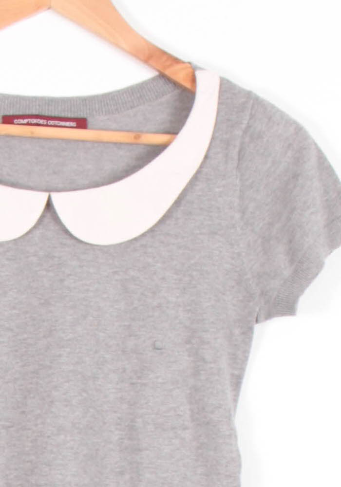 T-shirt Gris et Blanc - Taille XS/34