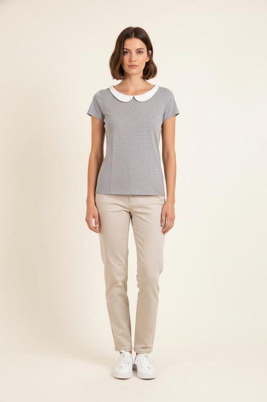 T-shirt Gris et Blanc - Taille XS/34