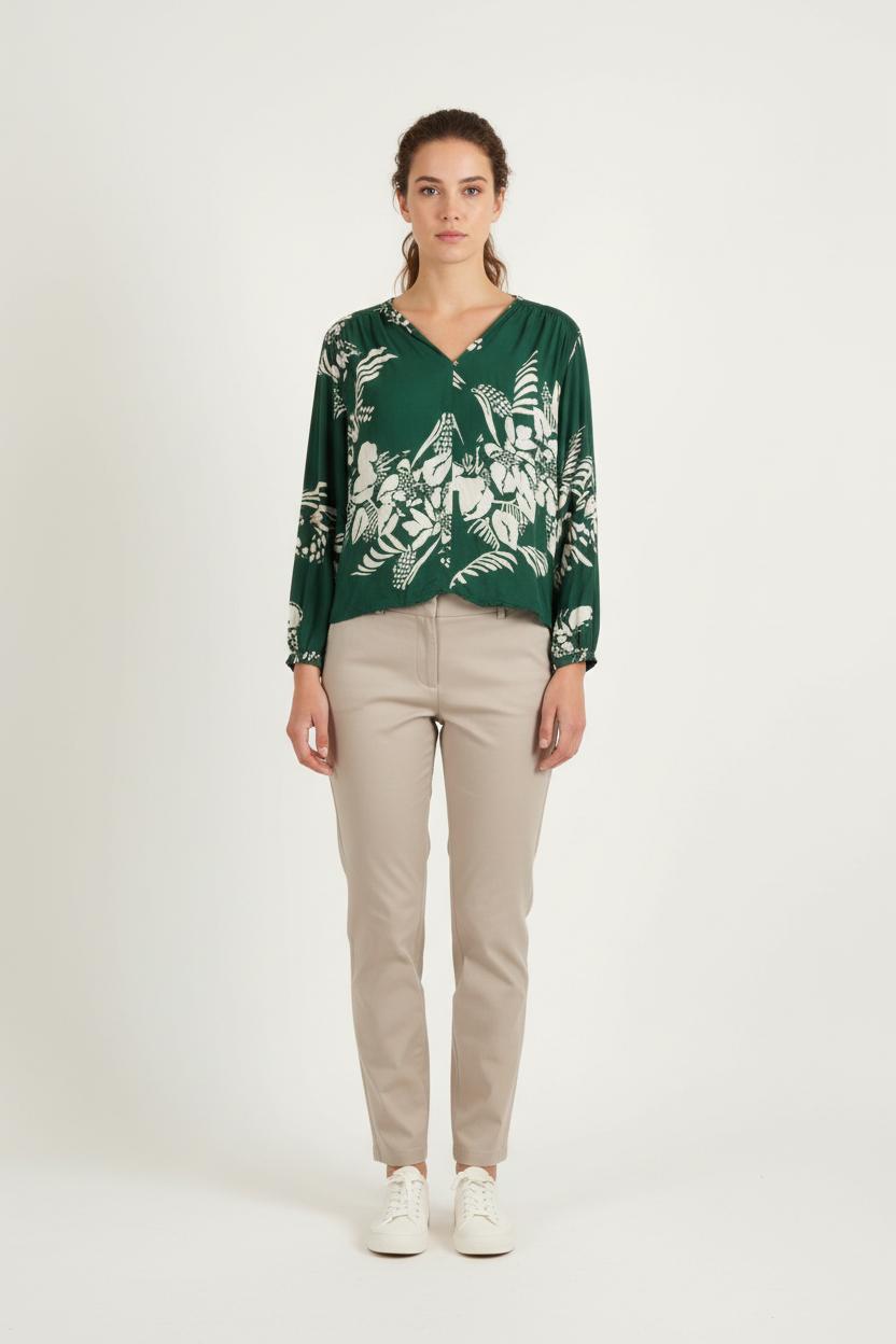 Blouse Verte et Blanche - Taille M/38