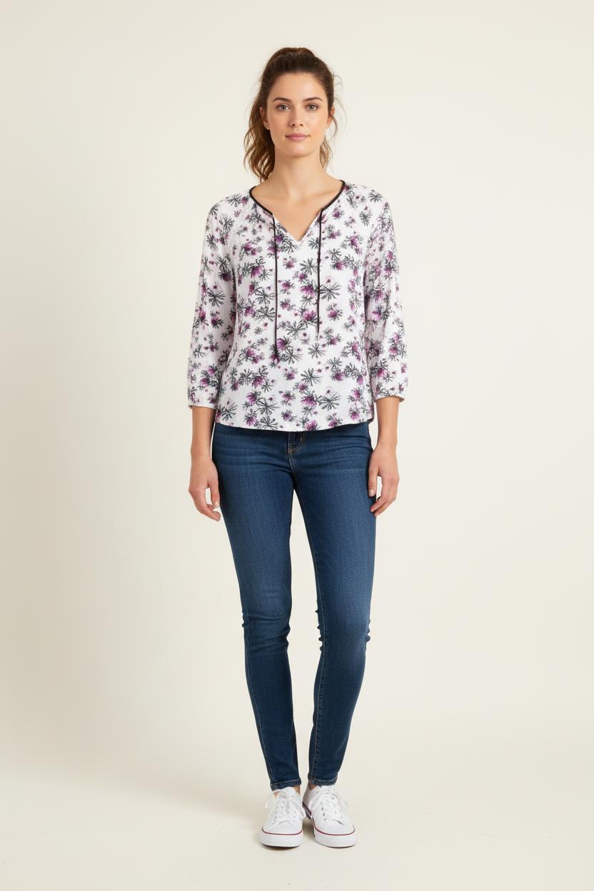 Blouse Blanche et Rose - Taille S/36