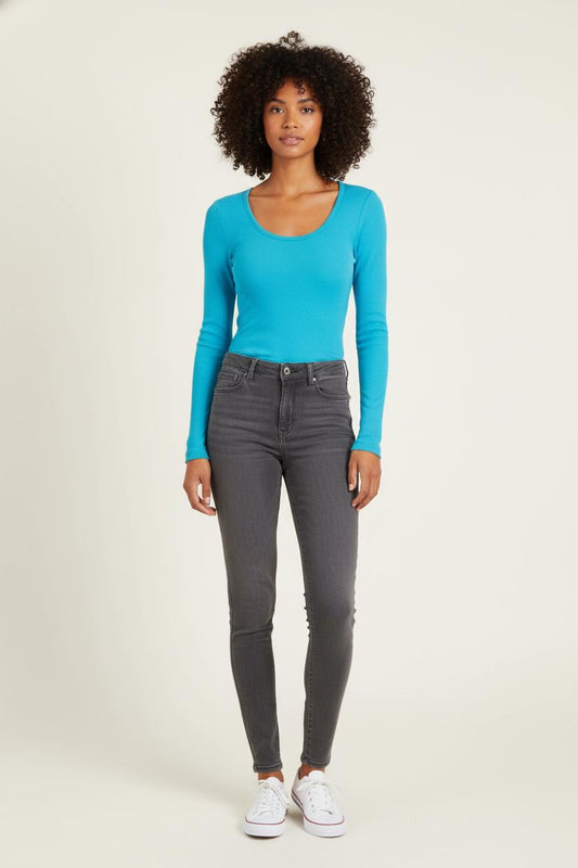 T-shirt Manches Longues Bleu - Taille XS/34