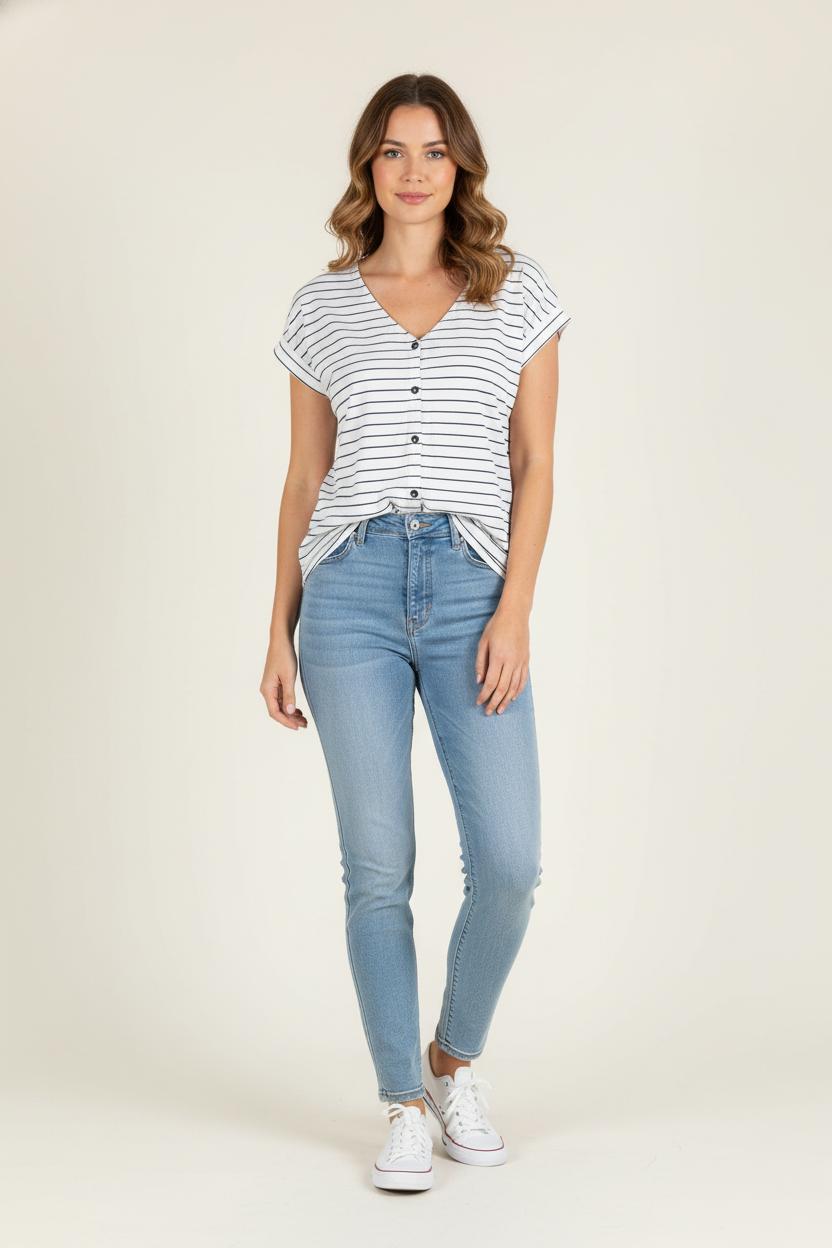 Blouse Blanche et Noire - Taille M/38