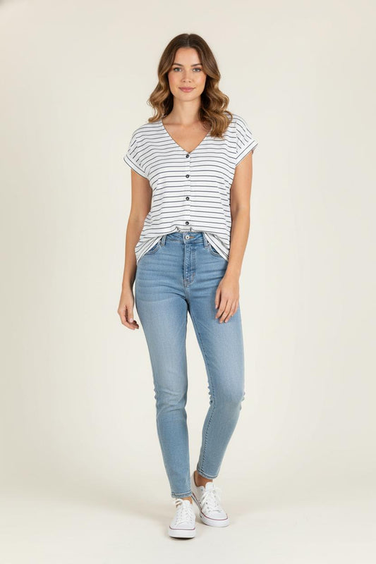 Blouse Blanche et Noire - Taille M/38