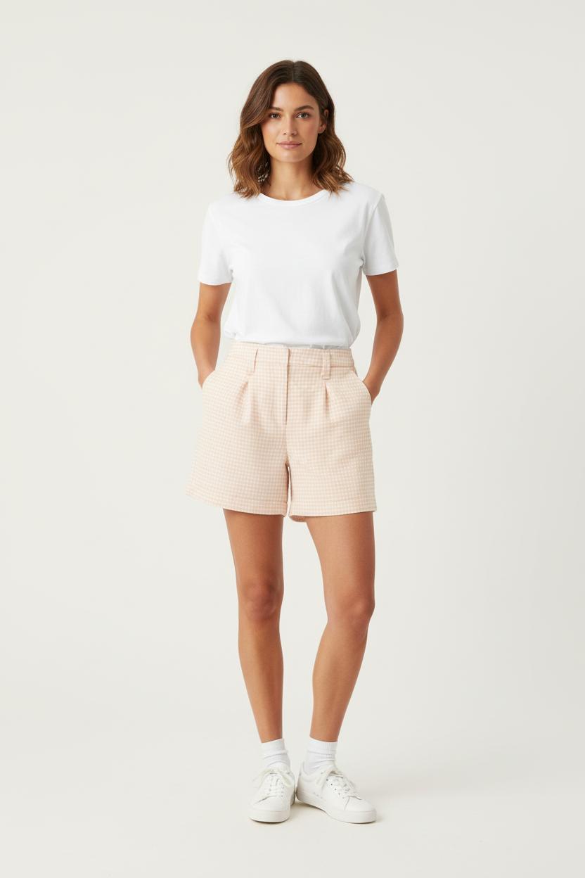 Short à Carreaux Rose et Blanc - Taille M/38