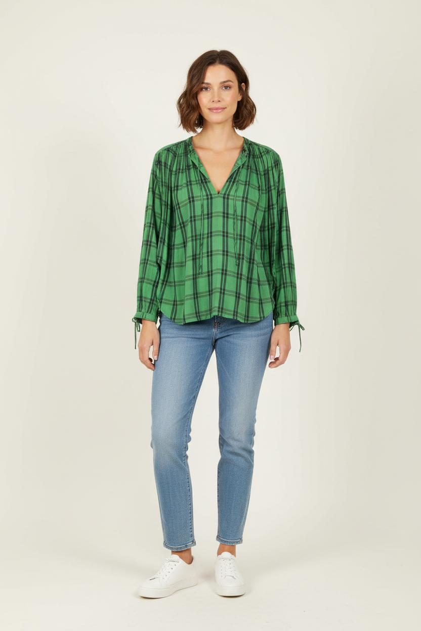 Blouse Verte et Noire - Taille M/38