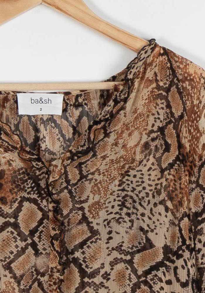 Blouse marron et beige - Taille M/38