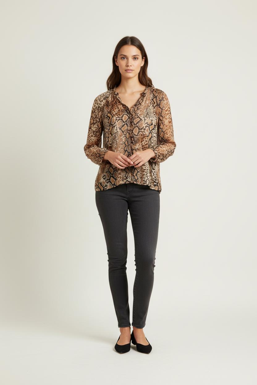 Blouse marron et beige - Taille M/38