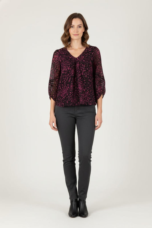 Blouse Violette et Noire - Taille XS/34