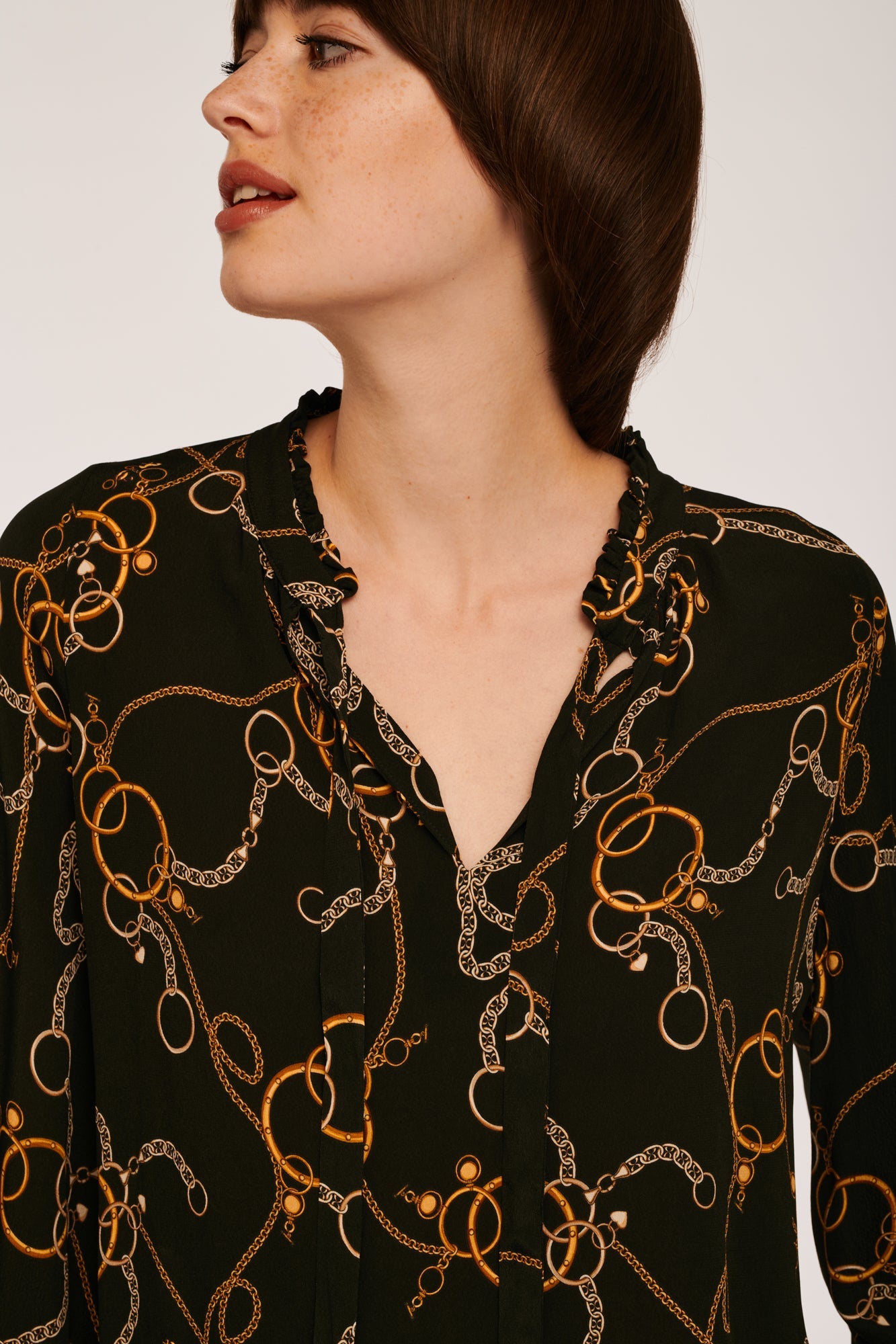 Blouse Lavallière Noire et Dorée - Taille S/36