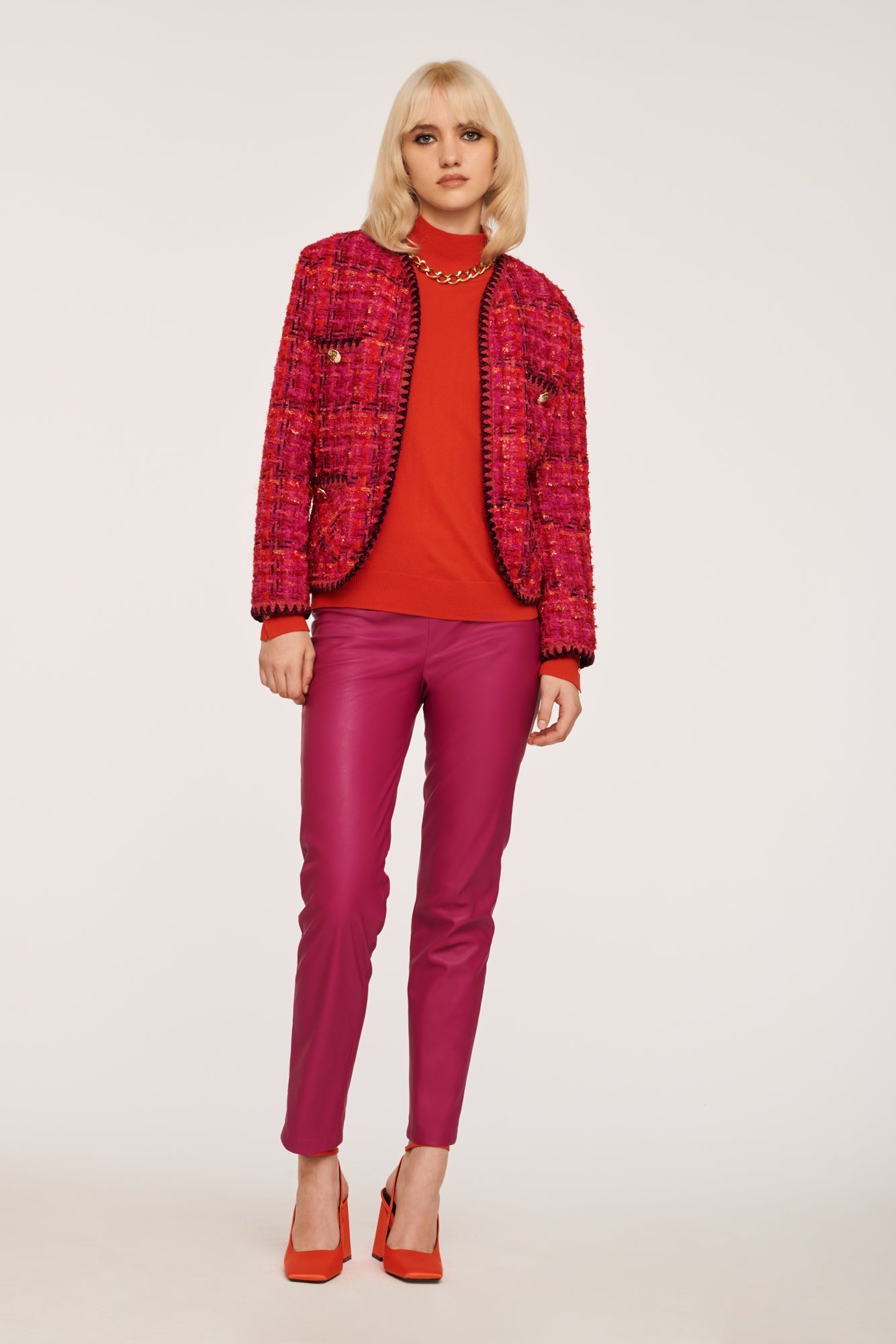 Veste Courte Rouge et Rose - Taille L/40