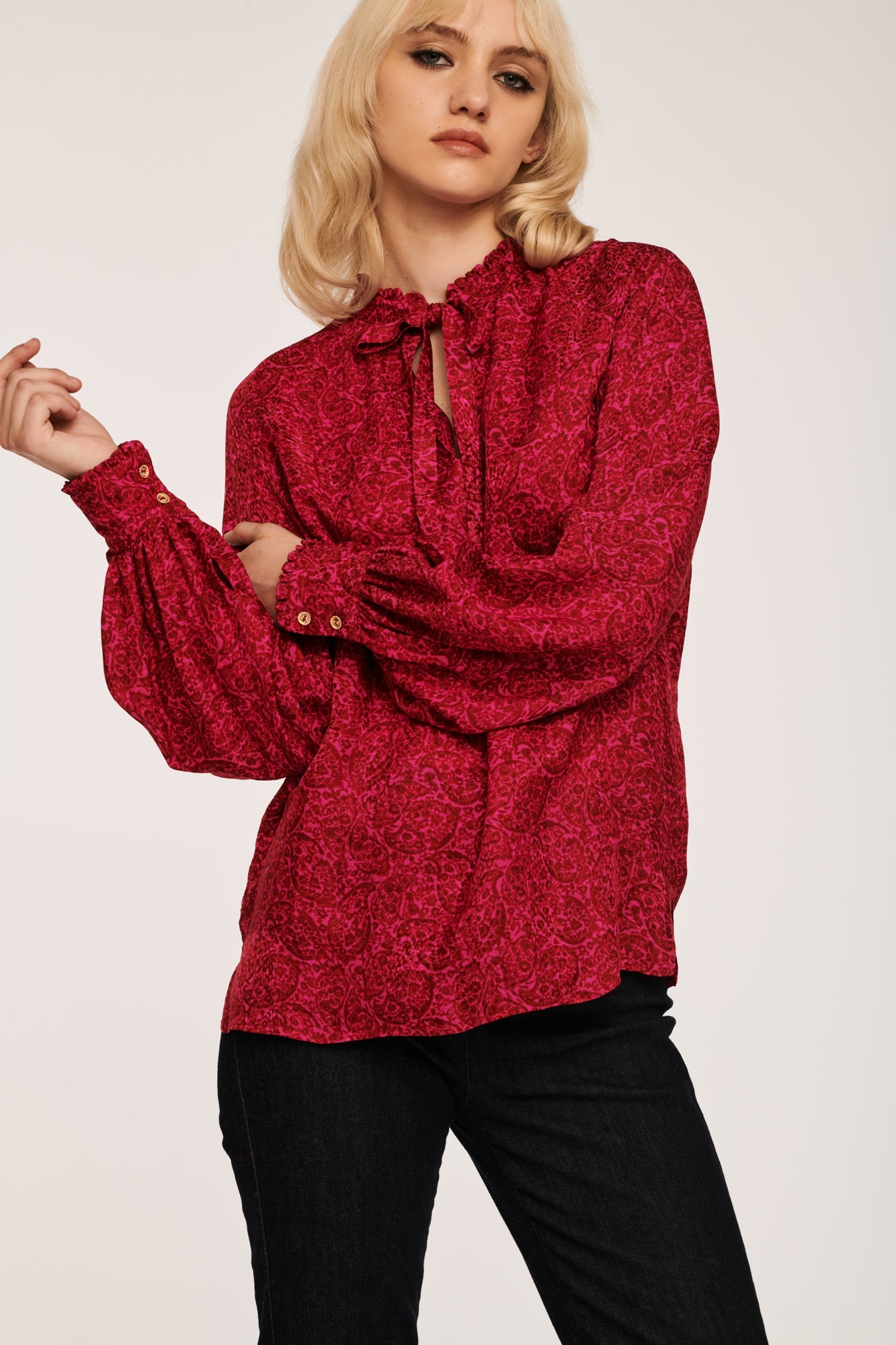 Blouse Lavallière Rose - Taille S/36