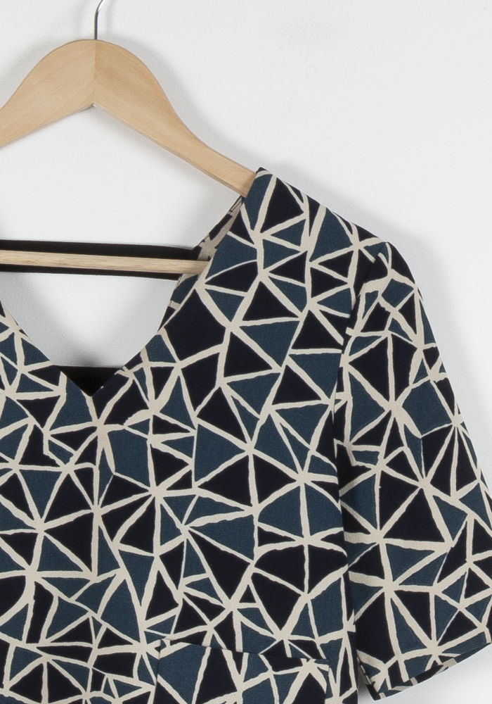 Blouse Bleu et Beige - Taille S/36