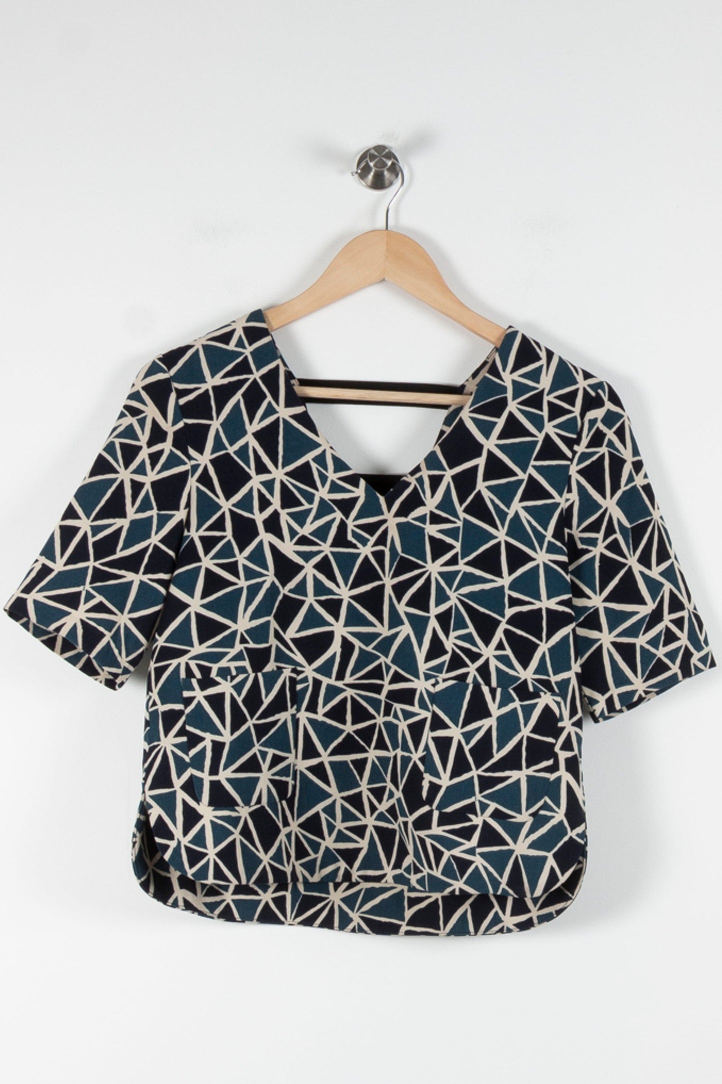 Blouse Bleu et Beige - Taille S/36