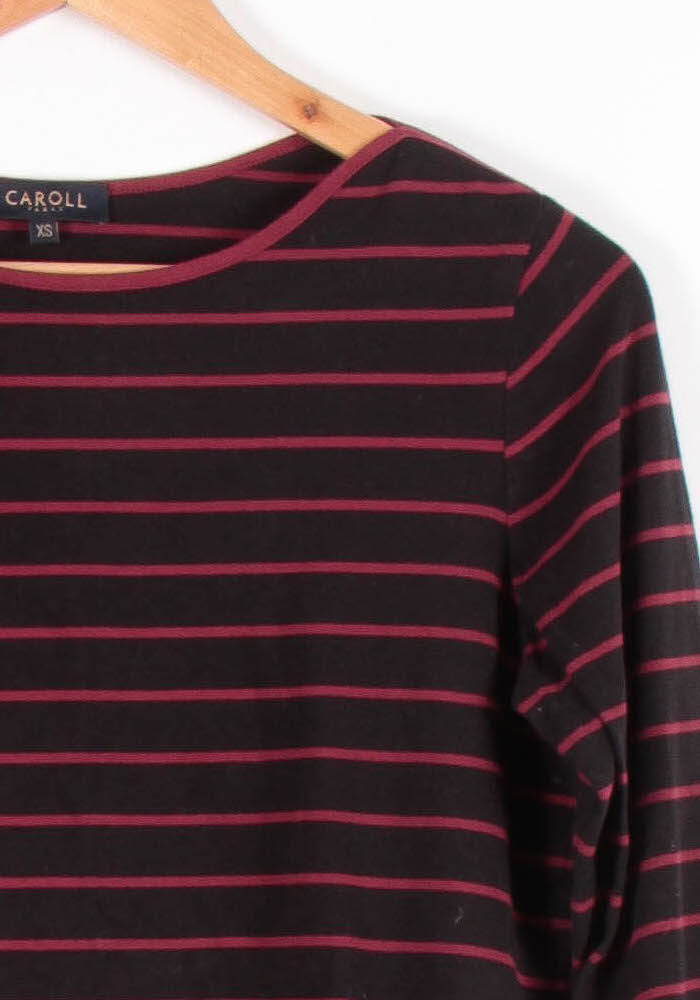 Marinière Noire et Bordeaux - Taille XS/34