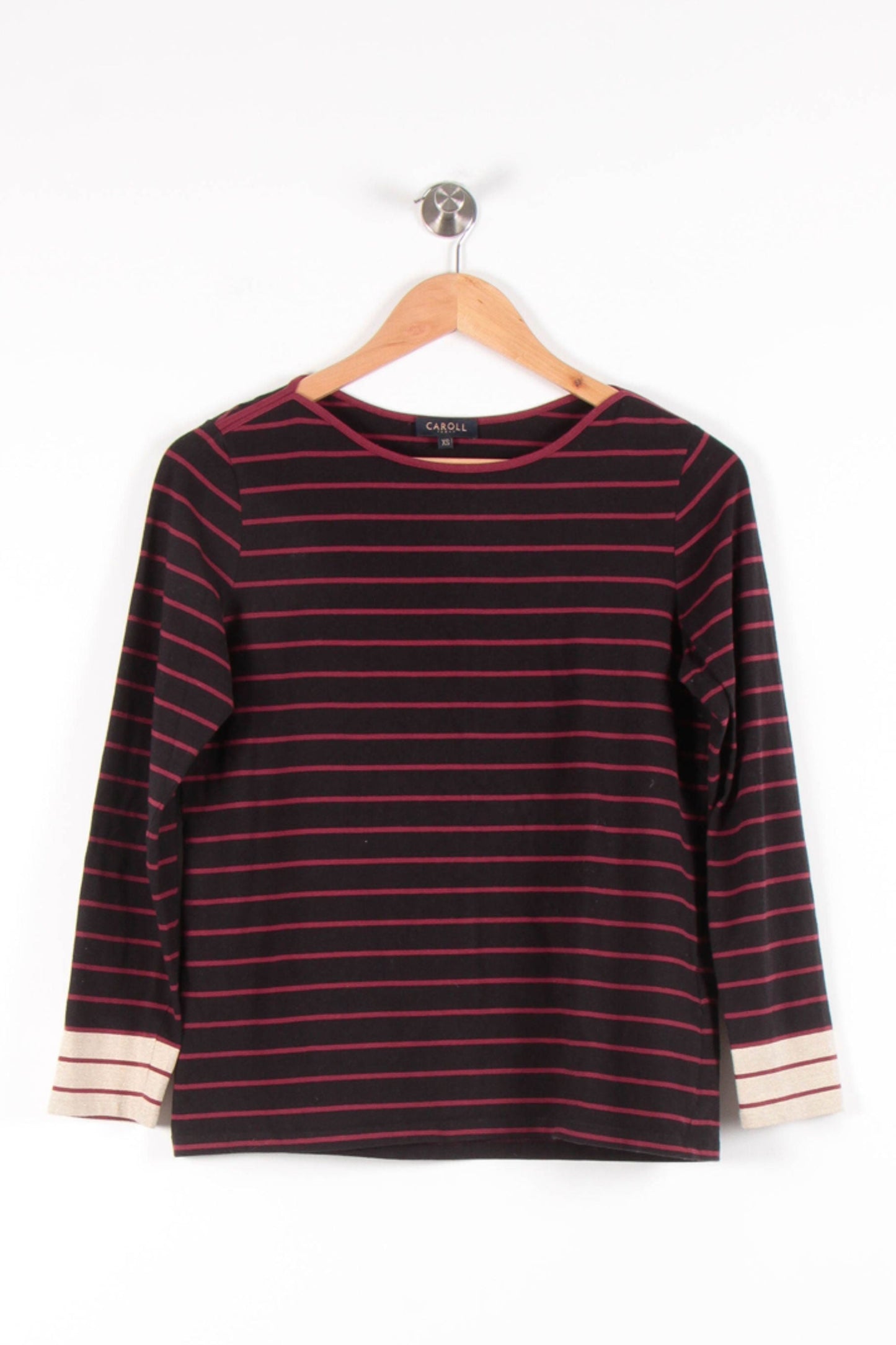 Marinière Noire et Bordeaux - Taille XS/34