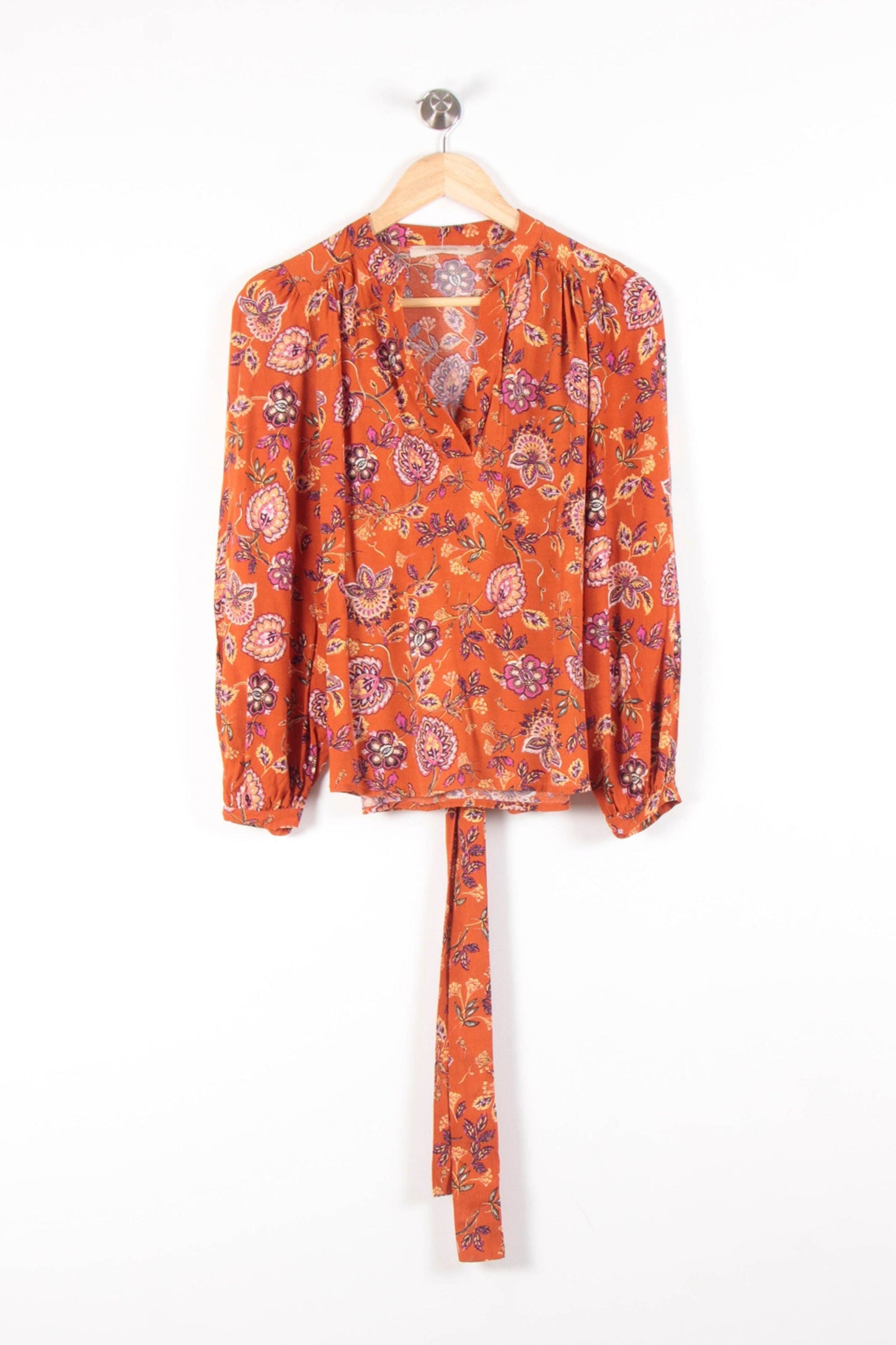 Blouse Fleurie Orange et Rose - Taille XS/34