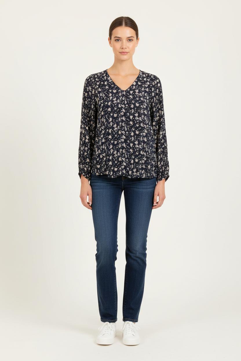 Blouse Bleu Marine et Blanche - Taille S/36