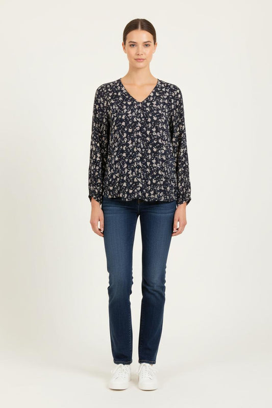 Blouse Bleu Marine et Blanche - Taille S/36