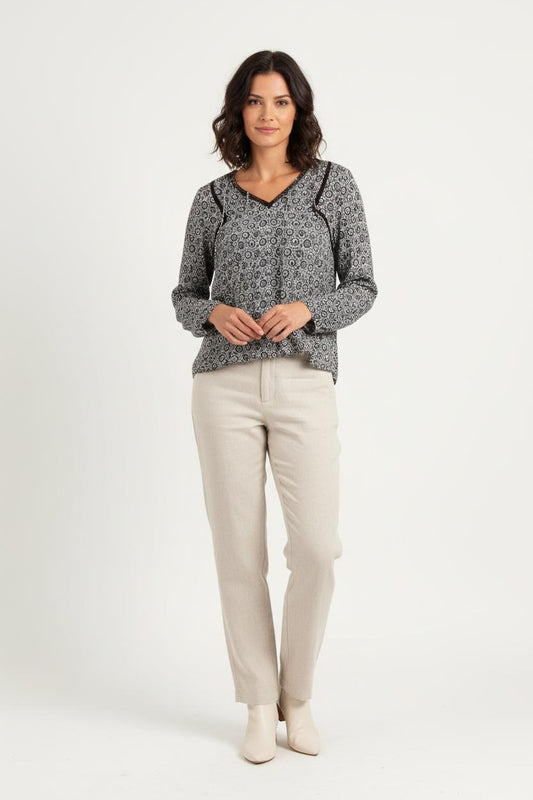 Blouse Noire et Blanche - Taille S/36