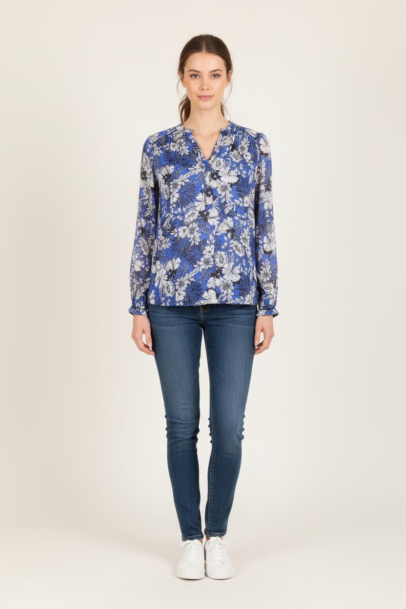 Blouse Bleue et Blanche - Taille S/36