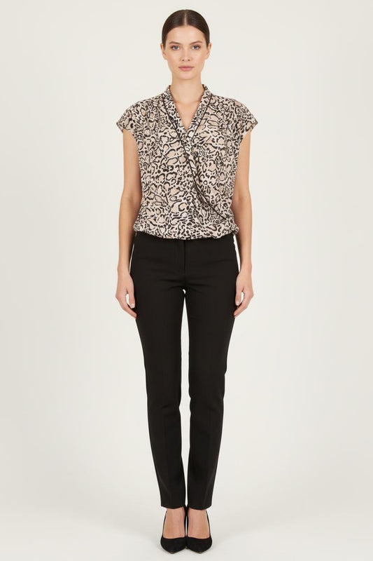 Blouse Léopard Beige et Noir - Taille S/36